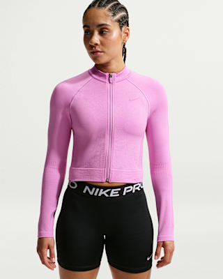 は　NIKE Pro elite 2020 rosa ロングスリーブ Nike Pro Seamless Women's Full-Zip Training Top. Nike.com